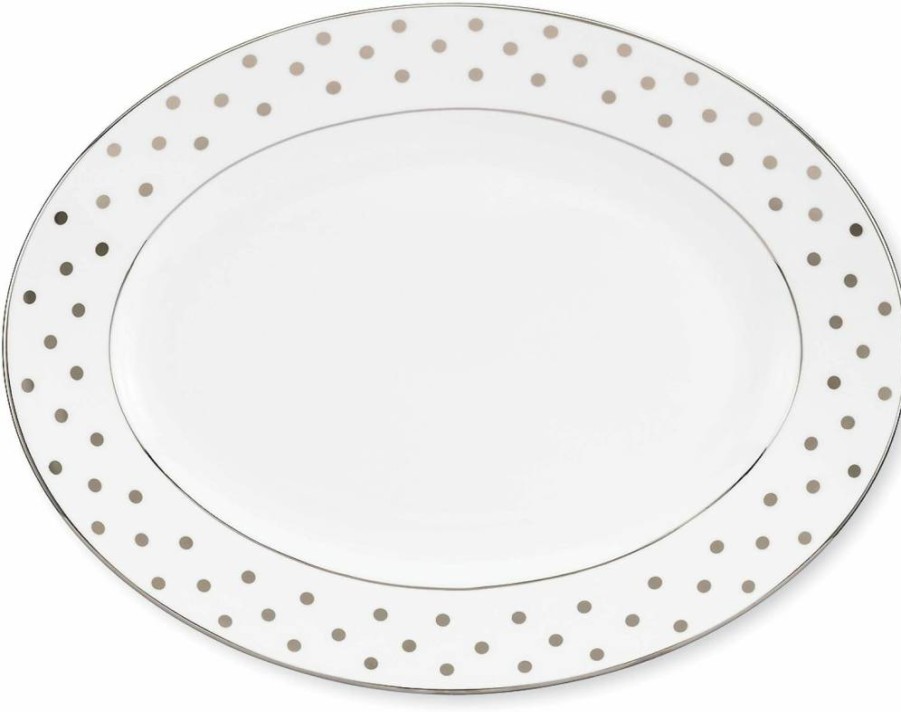 Kate Spade New York Larabee Road Metallic Platinum Pasta Bowl – 1.2LB Elegant Dining Serveware