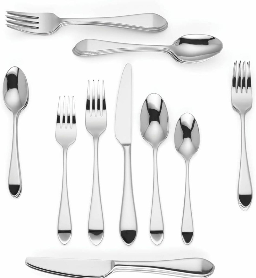 Kate Spade New York Charlotte Street 20-Piece Flatware Set, Stainless Steel Cutlery Set, Modern Metallic Silverware for 4, Dinnerware Essentials