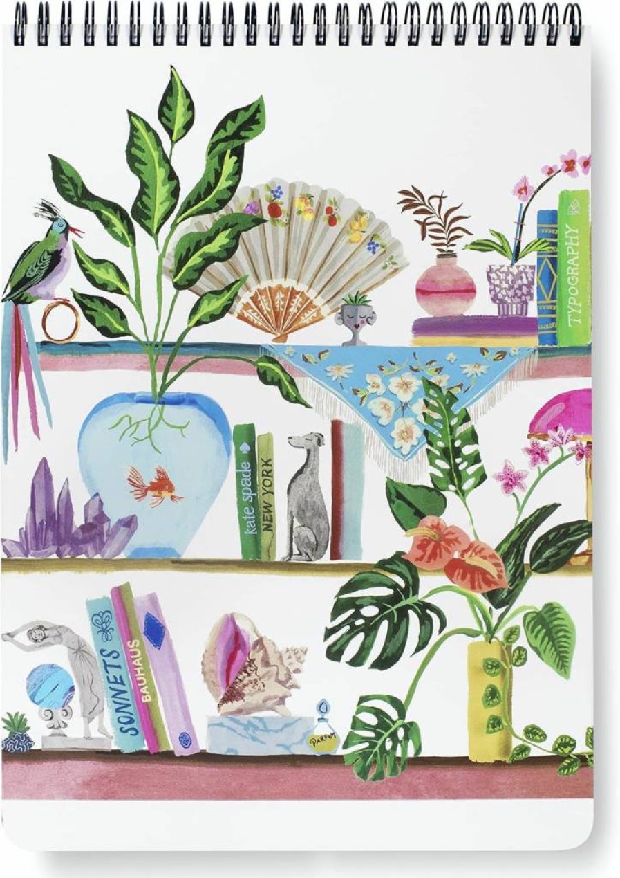 Kate Spade New York Gold Spade Floral Hardcover Journal - 11" x 8.5" Lined Notebook, 160 Pages, College Ruled, Spiral Bound, Large Top