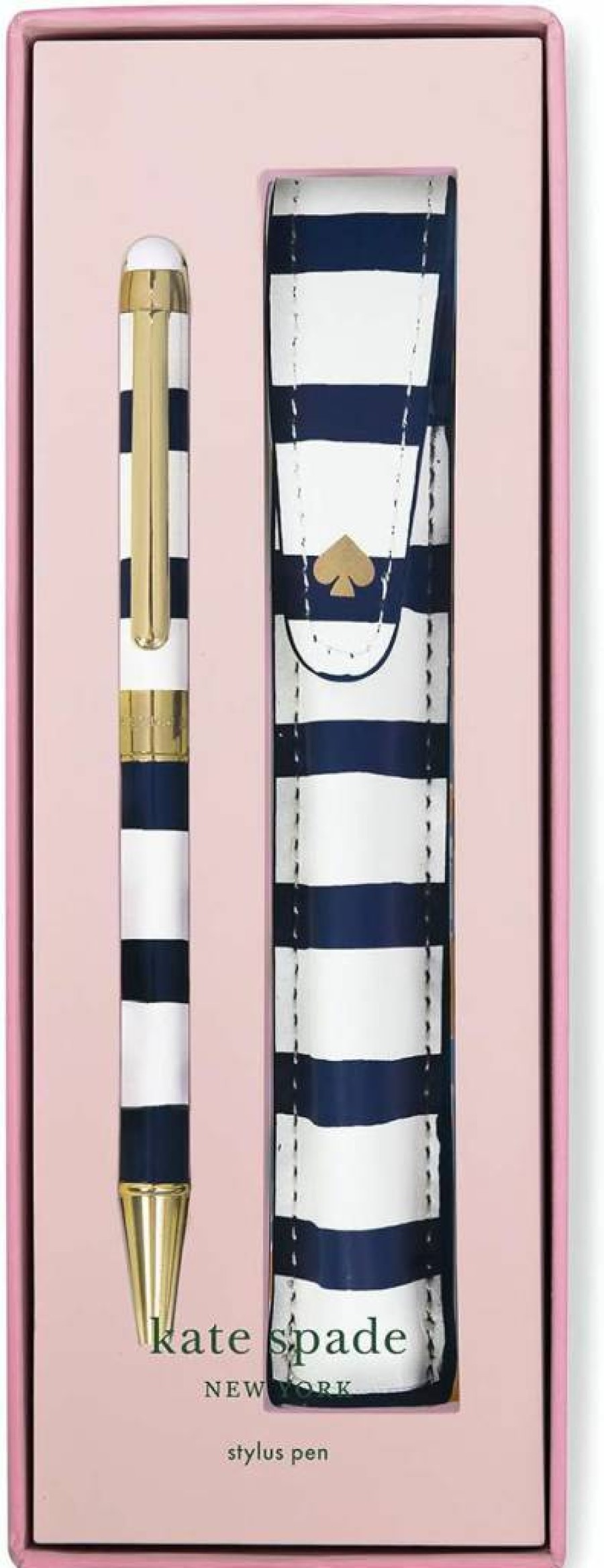 Kate Spade New York Green Daisy Gingham Stylus Pen - Touch Screen & Ballpoint Dual Tip, Black Ink, Includes Storage Pouch