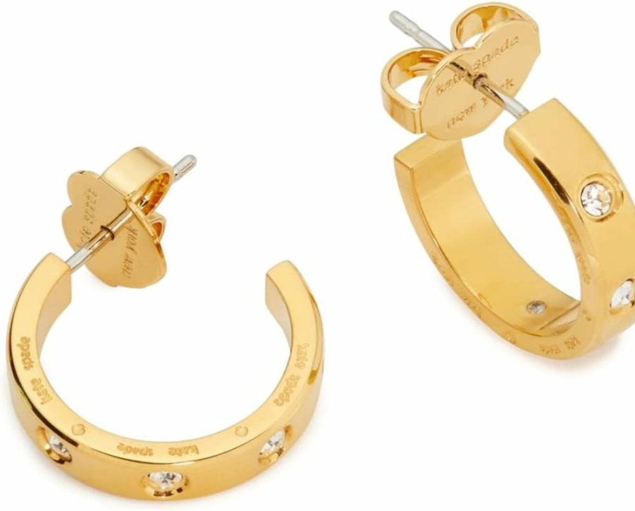 Kate Spade New York Set In Stone Huggie Earrings – Sterling Silver Hoop Earrings with Crystal Accents