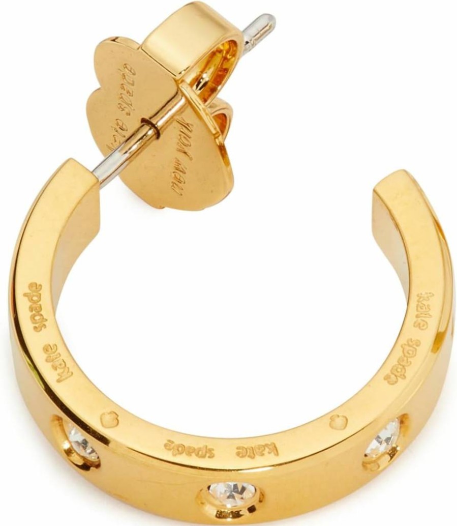 Kate Spade New York Set In Stone Huggie Earrings – Sterling Silver Hoop Earrings with Crystal Accents