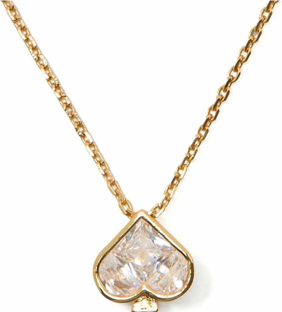 Kate Spade New York So Spade Mini Box Pendant Necklace in Clear Crystal & Gold-Tone