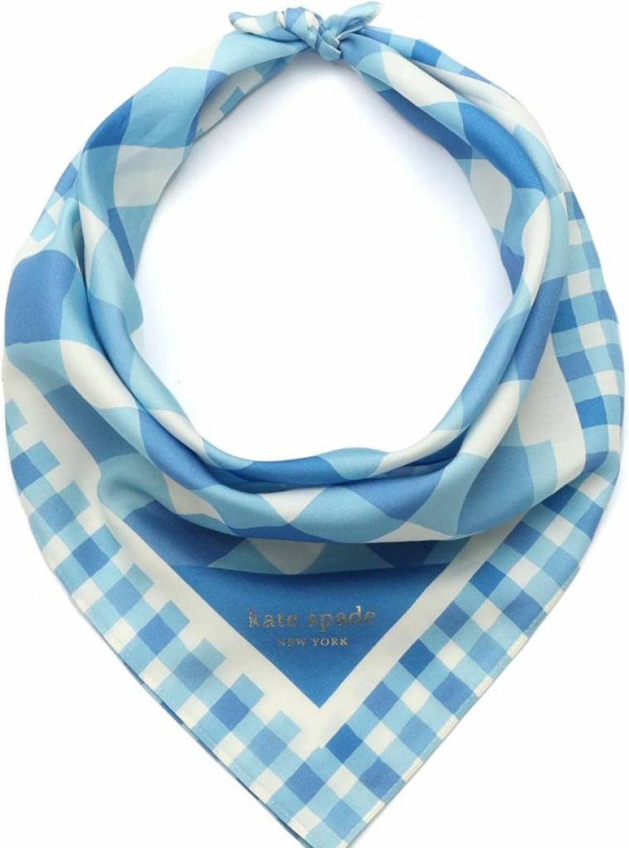 Kate Spade New York Women's Plaid Silk Bandana Scarf – Stylish Lightweight Fashion Accessory for Everyday Wear