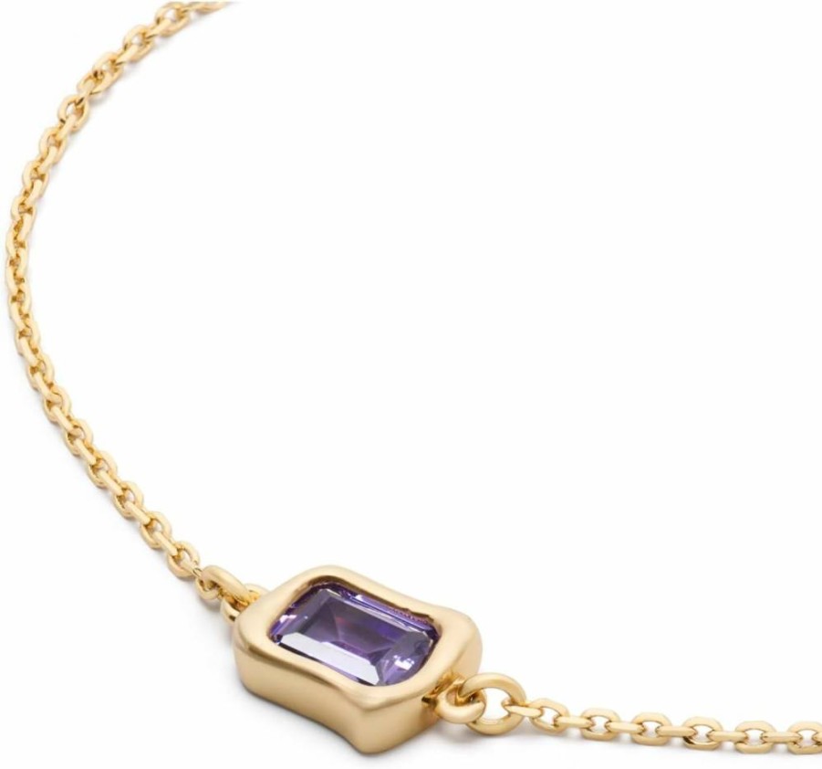 Kate Spade New York Molten Glass Solitaire Bracelet - Elegant Gold-Tone Chain Bracelet with Glass Charm for Women