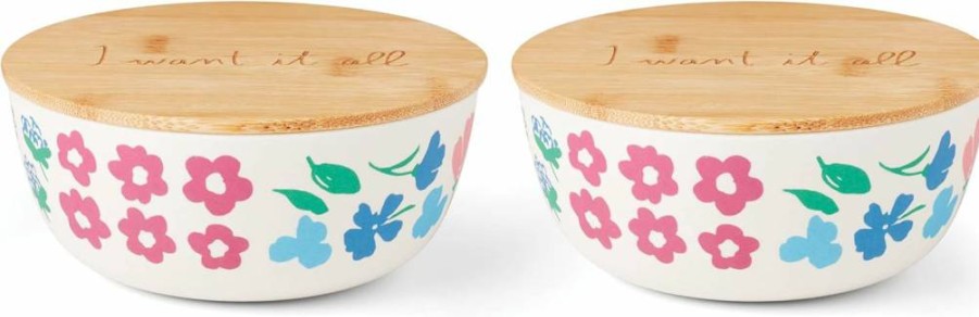 Kate Spade New York Floral Fields Airtight Food Storage Containers with Lids, Set of 2, Floral Printed Kitchen Canisters