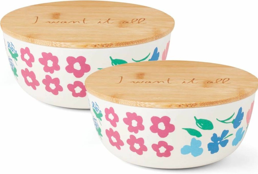 Kate Spade New York Floral Fields Airtight Food Storage Containers with Lids, Set of 2, Floral Printed Kitchen Canisters