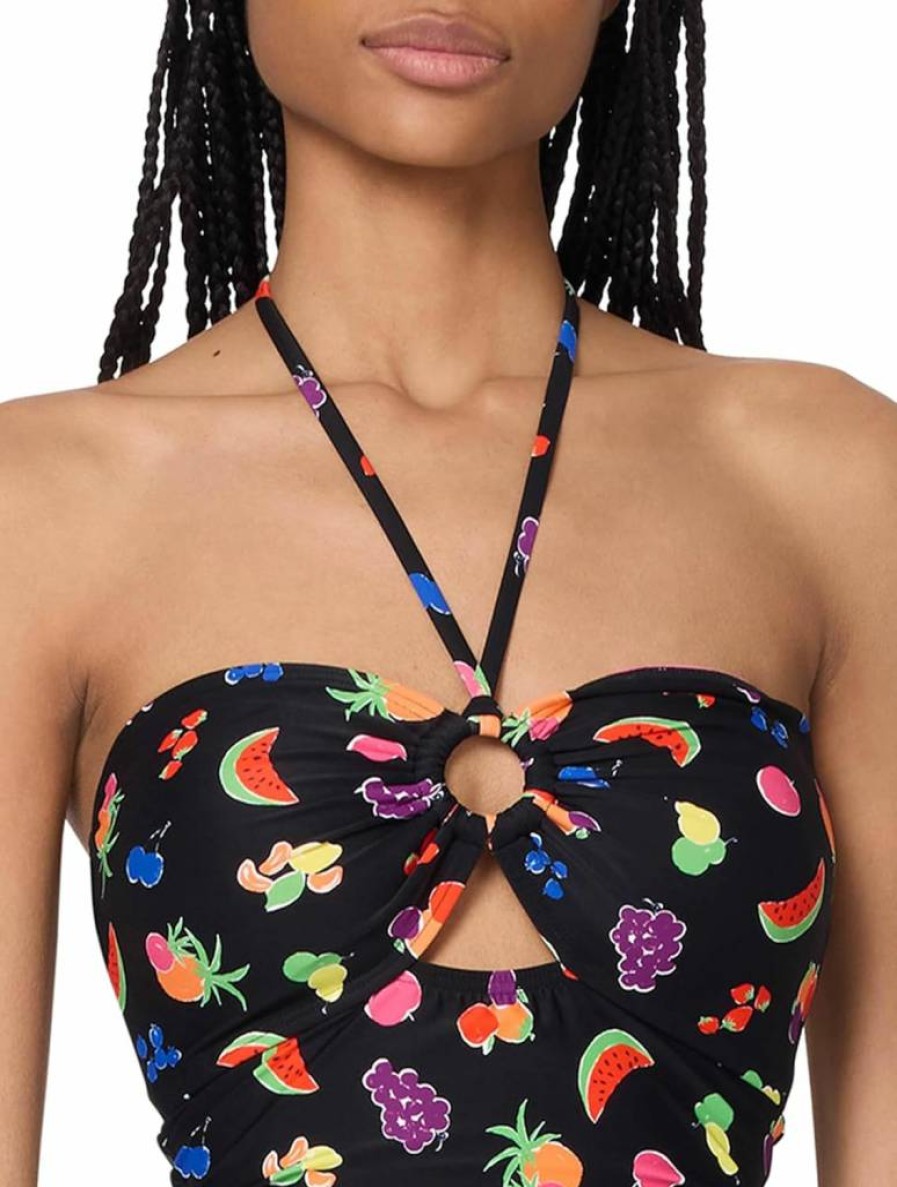 Kate Spade New York Women's Floral Bandeau One-Piece Swimsuit | Summer Fruit Print Bathing Suit