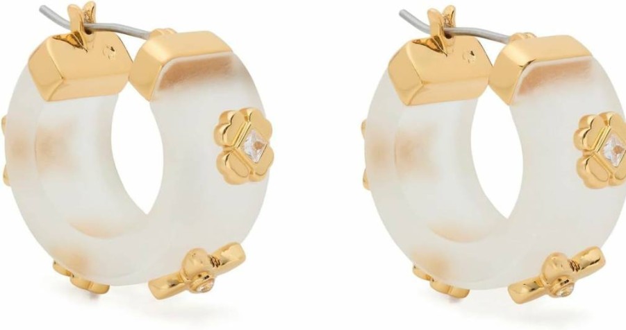 Kate Spade New York Heritage Bloom Hoop Earrings - Floral Design Gold-Tone Hoops for Women