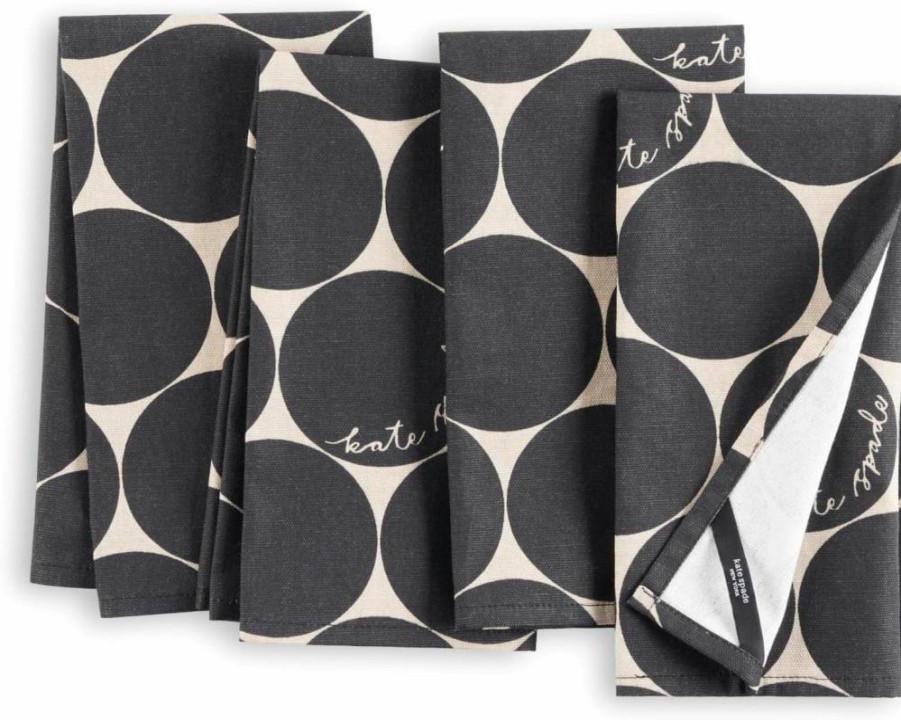 Kate Spade New York Joy Dot 4-Pack Cloth Napkins Set - 100% Cotton 20x20 Inch Green & Cream Machine Washable Table Linens