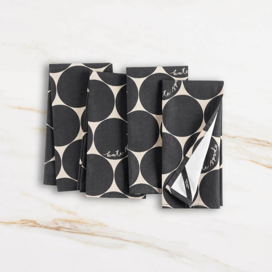 Kate Spade New York Joy Dot 4-Pack Cloth Napkins Set - 100% Cotton 20x20 Inch Green & Cream Machine Washable Table Linens