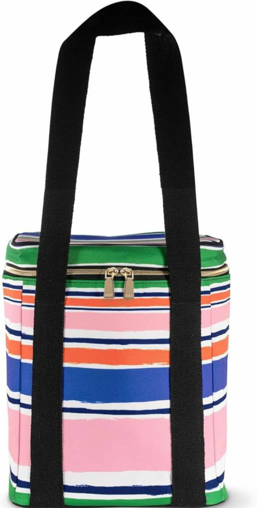 Kate Spade New York Insulated Wine Cooler Bag - 4-Bottle Picnic Tote with Large Capacity, Ocean Stripe Design, Soft Thermal Cooler for Outdoor Gatherings