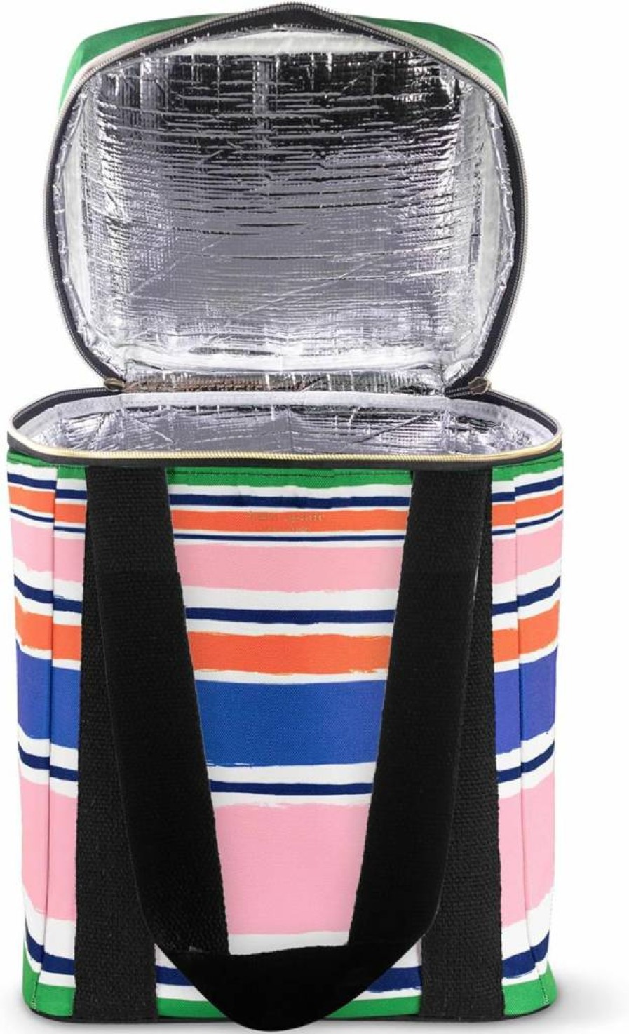 Kate Spade New York Insulated Wine Cooler Bag - 4-Bottle Picnic Tote with Large Capacity, Ocean Stripe Design, Soft Thermal Cooler for Outdoor Gatherings