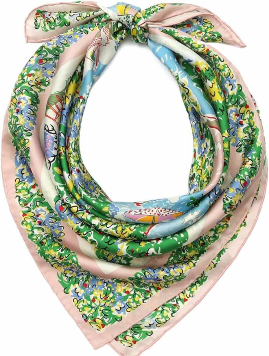 Kate Spade New York Floral Silk Scarf for Women - Lightweight Spring Garden Print Fashion Accessory