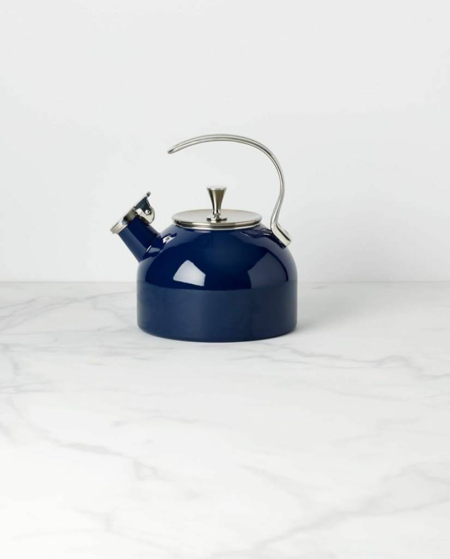 Kate Spade New York White and Gold Deco Dot Tea Kettle with Polka Dot Design
