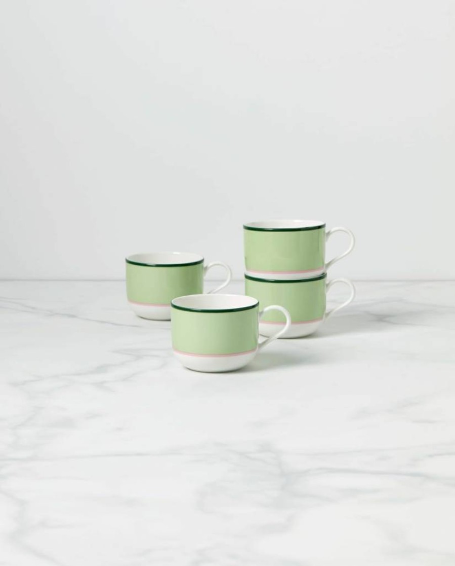 Kate Spade New York Navy & Green Make It Pop Ceramic Mug, 4-Piece Set