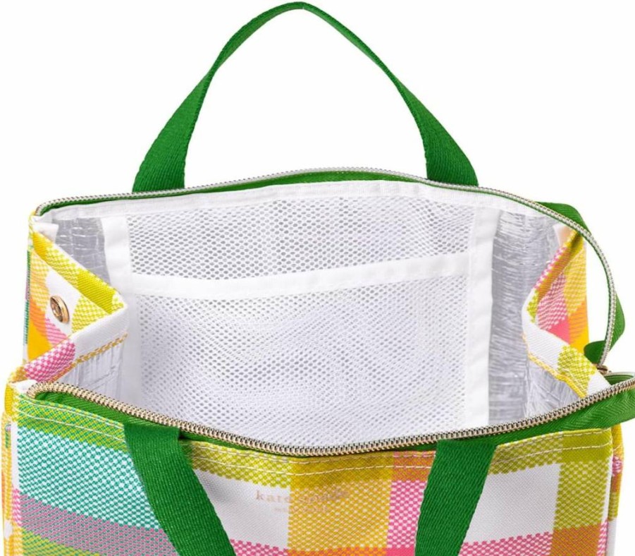 Kate Spade New York Insulated Lunch Tote - Small Thermal Cooler Bag with Silver Lining & Storage Pocket, Lemon Toss Design