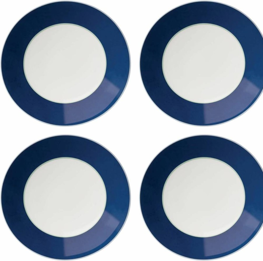 Kate Spade New York Navy & Green Make It Pop Accent Plates, Set of 4, 4.65-Inch Decorative Dessert Plates